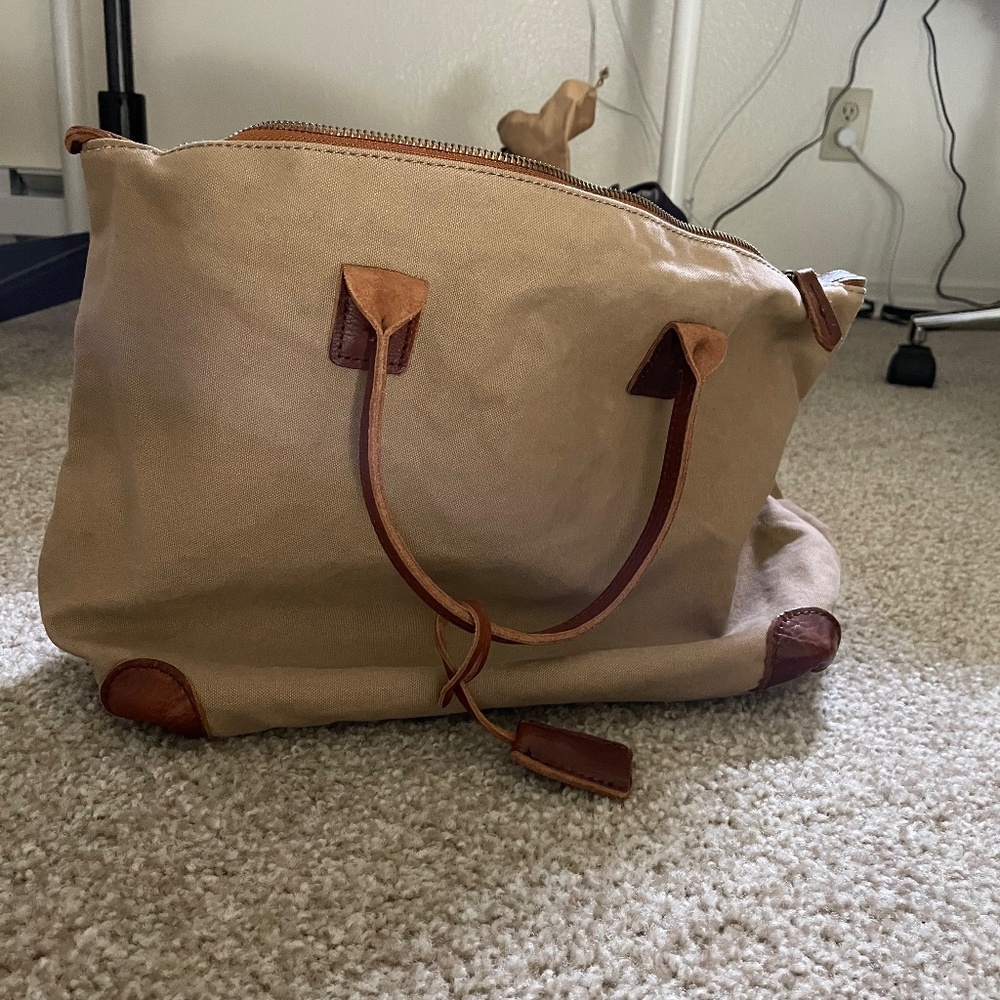 Canvas leather tote